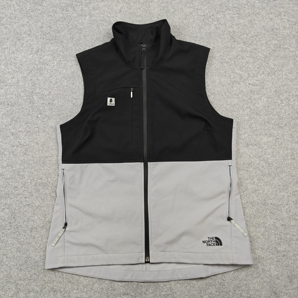 The North Face Jacket Womens Medium Gray Sleeveless Softshell Full Zip Pockets